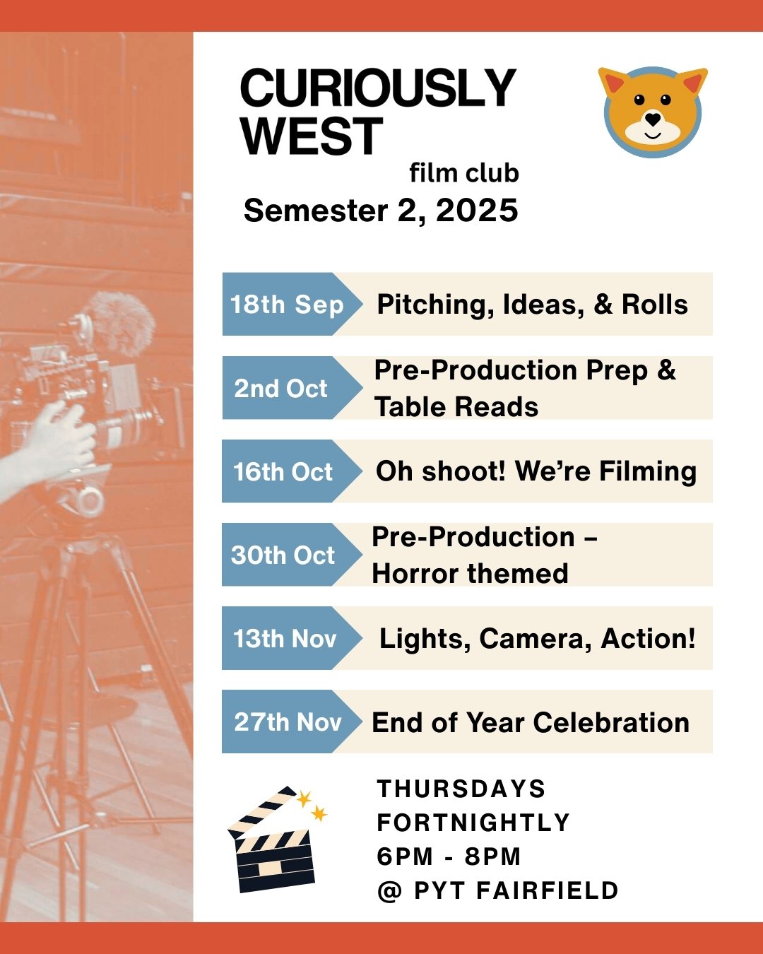 Curiously West Film Club 2025 Semester 2 Schedule Template